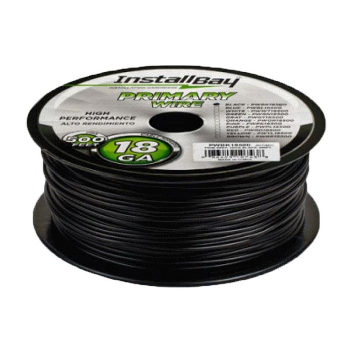 The Install Bay PWBK18500 Black Coil 18 Gauge 500 Feet Primary Wire