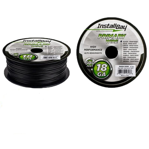 The Install Bay PWBK18500 Black Coil 18 Gauge 500 Feet Primary Wire