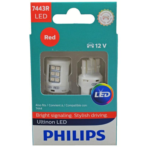 Philips 7443RULRX2 Red LED Bright Reverse Back Up Tail Brake Stop Turn Light Bulb pair