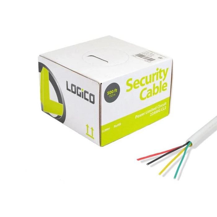 Burglar Alarm 22/4 AWG 500' Stranded White Speaker CL2 Security Cable