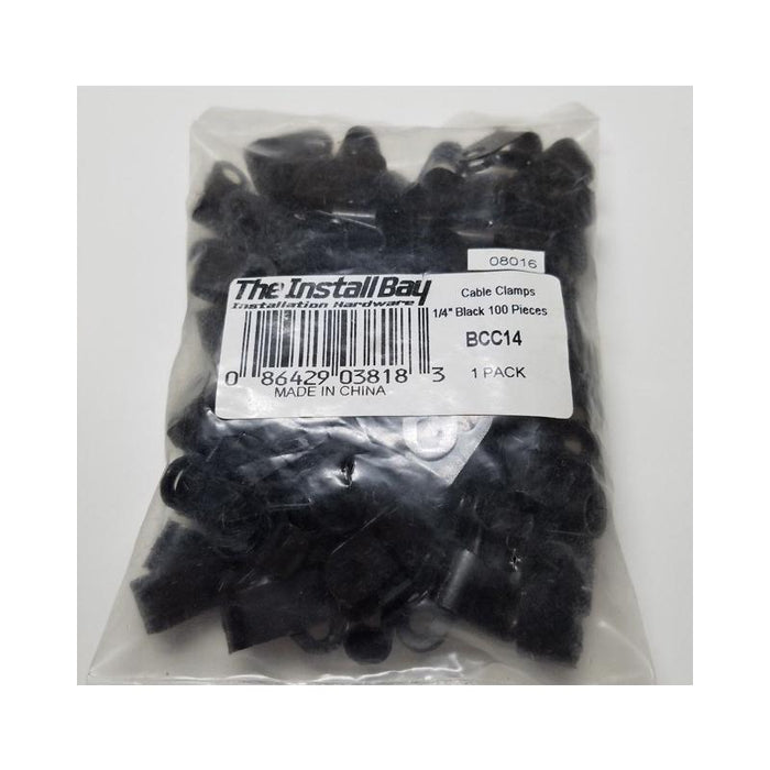 The Install Bay BCC14 Black 1/4" Cable Clamps (100/pack)