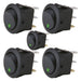 The Install Bay IBRRSG 20 Amp Round Rocker Switch w/ Green LED (5/pk)