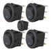 The Install Bay IBRRSB 20 Amp Round Rocker Switch with Blue LED (5/pk)