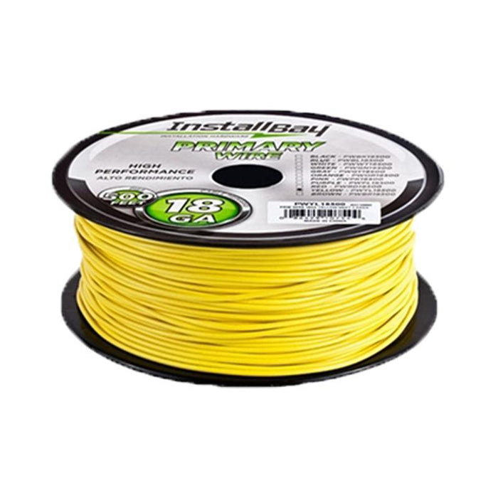 The Install Bay PWYL18500 Yellow 18 Gauge 500 Feet Primary Wire