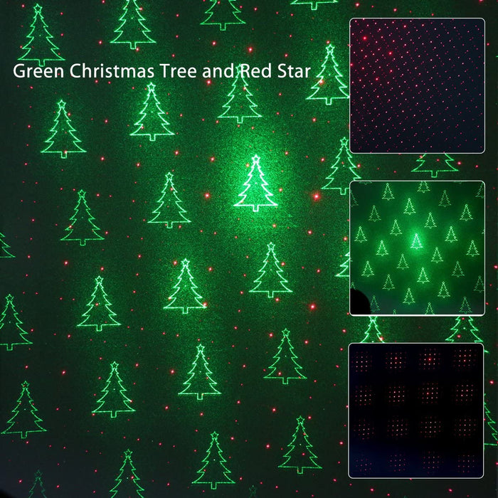 LED indoor Outdoor Christmas Laser Lights Projection Green Tree and Red Stars Waterproof