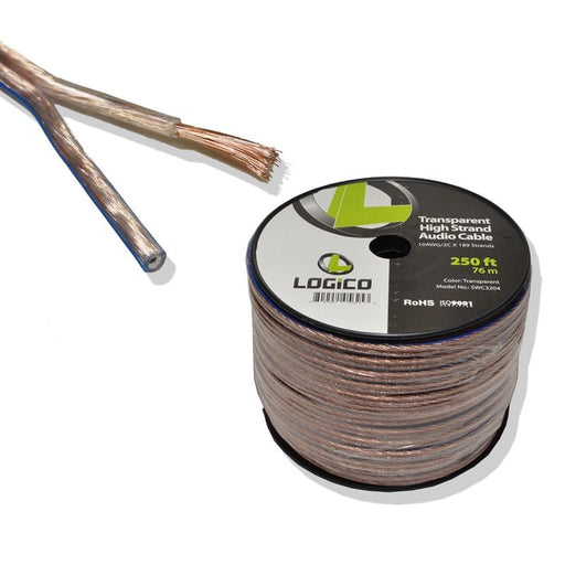 Clear 10 Gauge 2 Conductors 250 Feet High Strand Audio Speaker Wire
