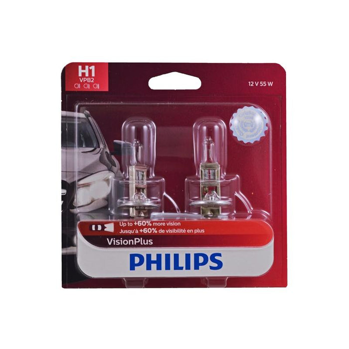 Philips H1 Vision Plus +60% 55W Replacement Head Fog Light Bulb 2 Pack