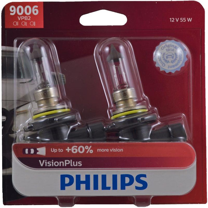 Philips Vision Plus 9006 60% More Light Car Headlight Bulb (2/pack