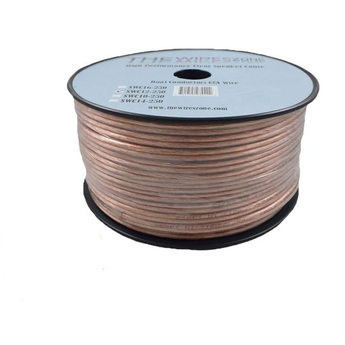 12 Gauge 2 Conductor 12/2 Clear 250ft Speaker Wire for Car/Home Audio