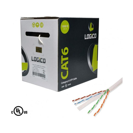 CAT6 Plenum UTP Cable 1000ft Ethernet CMP 23AWG 550MHz Copper UL White