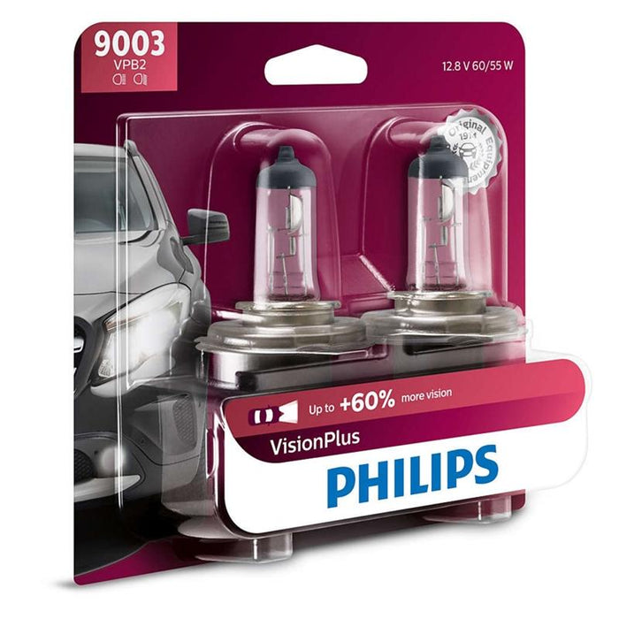 Philips Vision Plus 9003 60/55W + 60% More Light Two Bulb Headlight
