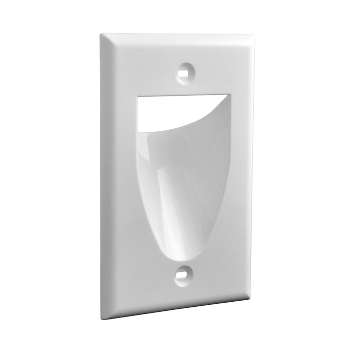 Recessed Single 1 Gang Low Voltage Cable Wall Plate White