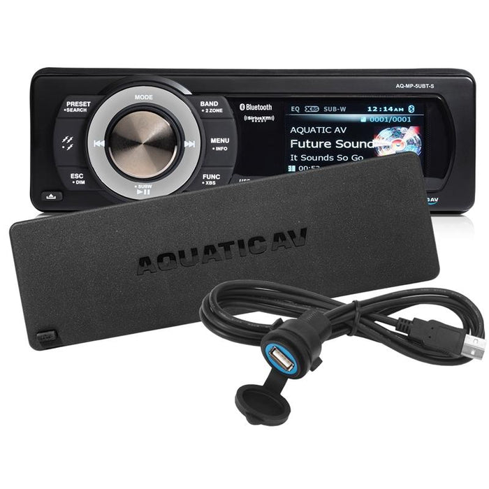 AquaticAV AQ-MP-5UBT-S Bluetooth USB SiriusXM Waterproof Marine Stereo