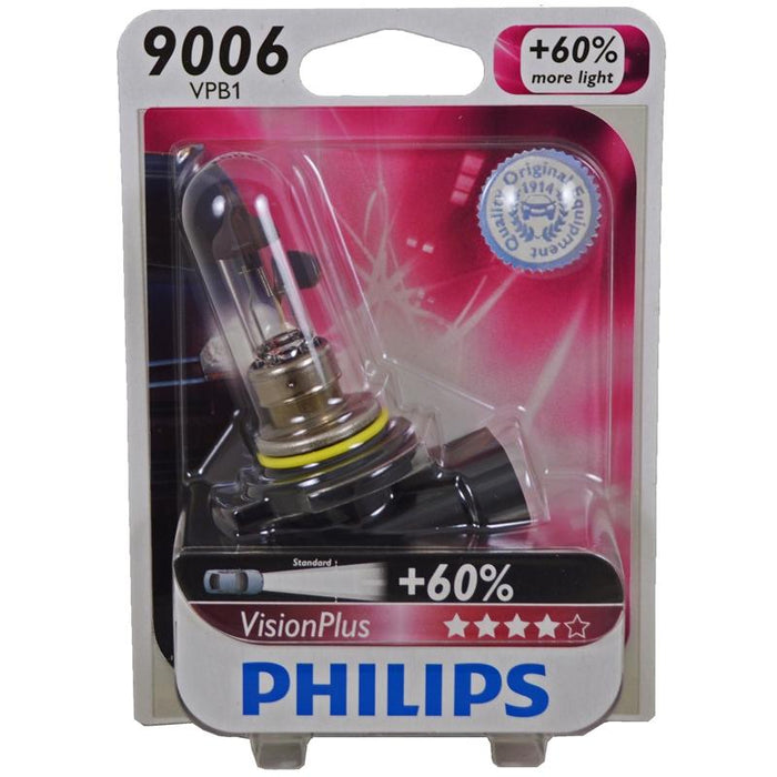 Philips Vision Plus 9006 60% More Light Car Headlight Bulb (each)