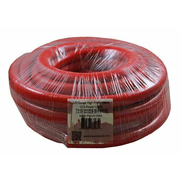 1/0 Gauge 25 Feet High Performance Amplifier Power Cable (Red)