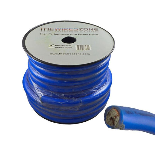 1/0 Gauge 50 Feet High Performance Amplifier Power/Ground Cable (Blue)