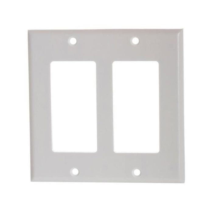 White Plastic Double-Gang Decora Style Wall Face Plate 2-Gang