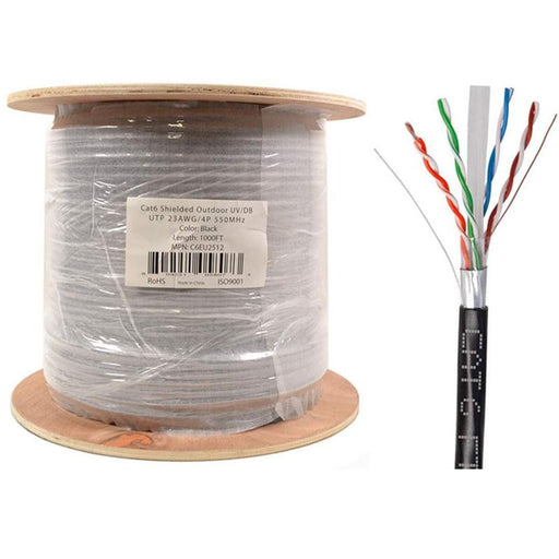 Cat6 STP FTP Outdoor Shielded Network UV Direct Burial 1000ft Cable