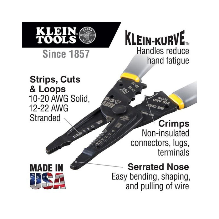 Klein Tools 1009 Long Nose Wire Crimper Cutter Stripper Klein-Kurve