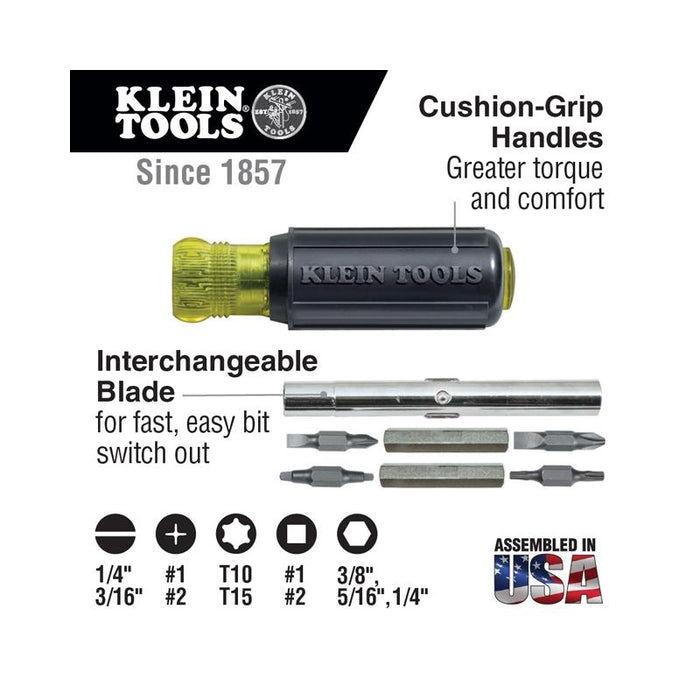 Klein Tools 32500 Screwdriver Nut Driver 11-in-1 Multi Tool Cushion Grip