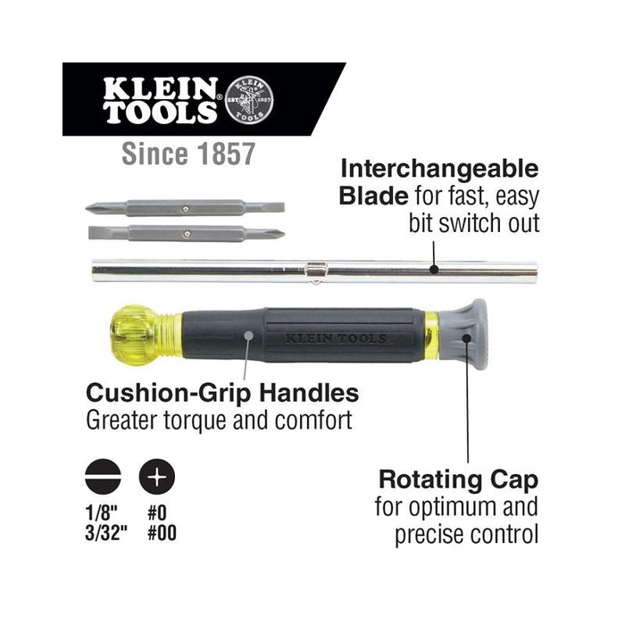 Klein Tools 32581 4-in-1 Precision Electronics Screwdriver Rotating Top