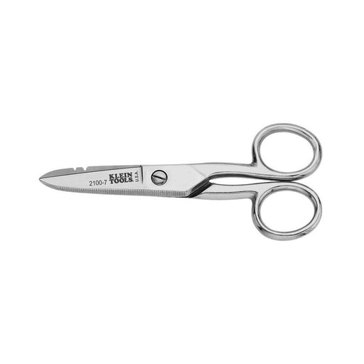 Klein Tools 2100-7 Electrician Scissor Nickel Plated Stripping Notches