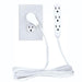 6 Feet White Heavy Duty 3 Outlet Indoor 13A Flat Plug Extension Cord