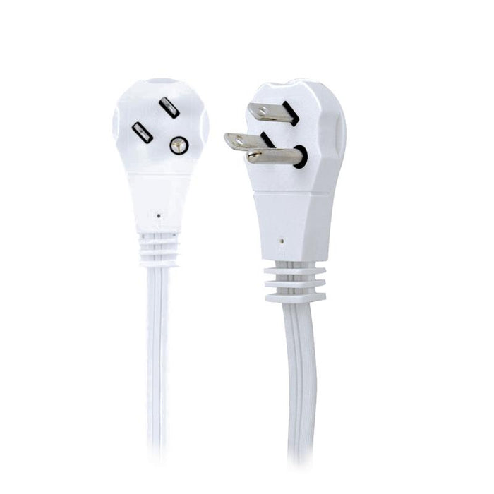 20 Feet White Heavy Duty 3 Outlet Indoor 13A Flat Plug Extension Cord