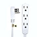 20 Feet White Heavy Duty 3 Outlet Indoor 13A Flat Plug Extension Cord