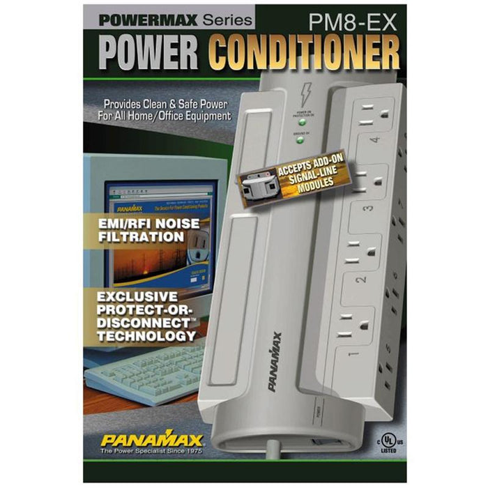 Panamax PM8-EX 8 AC Outlet Surge Protector Noise Filtration 6 Feet Cord