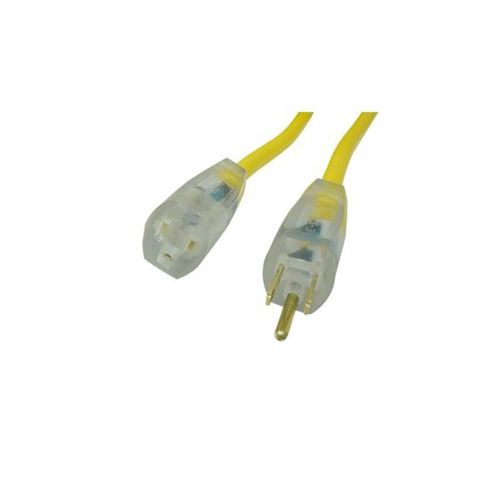 50 Feet Yellow Heavy Duty Single Outlet Indoor Outdoor Extension Cord