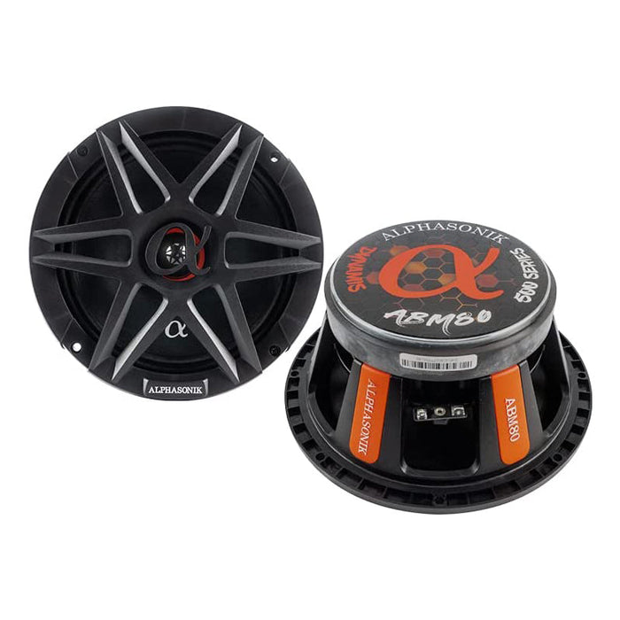 Alphasonik ABM80 DYNAMIS Series 8" 800 Watts 4-Ohms Mid Range Speaker (Pair)