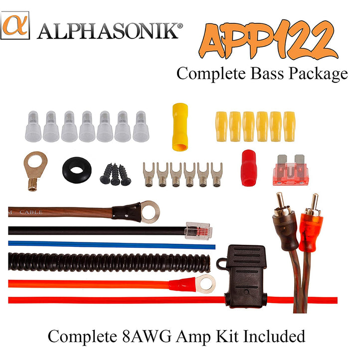 Alphasonik APP122 12" 1500W Dual Subwoofer Car Bass with Amplifier & Installation Kit