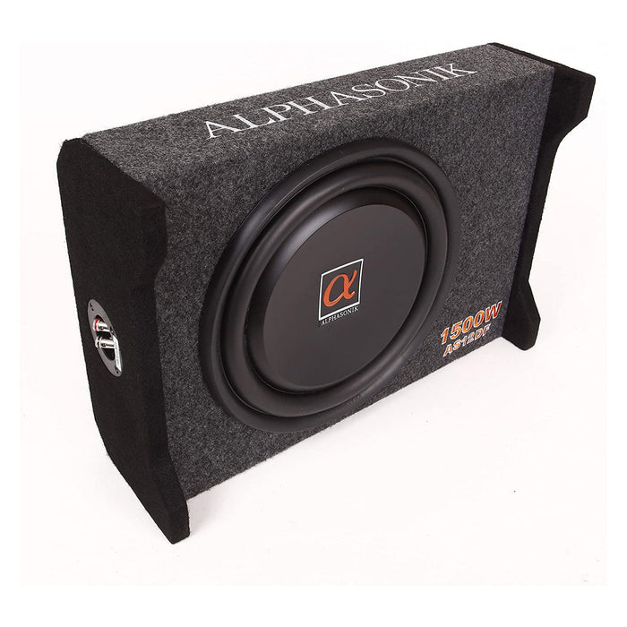 Alphasonik AS12DF 12" 1500 Watts 4-Ohm Down Fire Shallow Mount Flat Enclosed Subwoofer