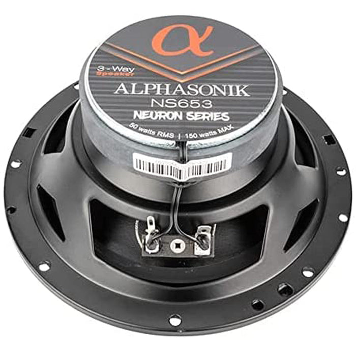 Alphasonik NS653 Neuron Series 6.5" 150 Watts 3-Way Full Range Car Audio Speaker (Pair)