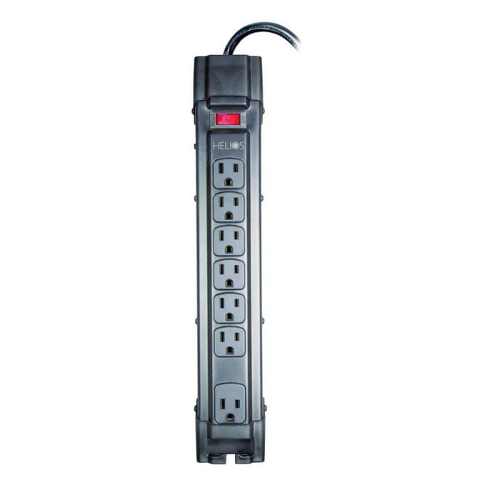 7 Outlet Surge Protected Metal Case Power Strip 900 Joules 6ft Flat Plug with Led Switch
