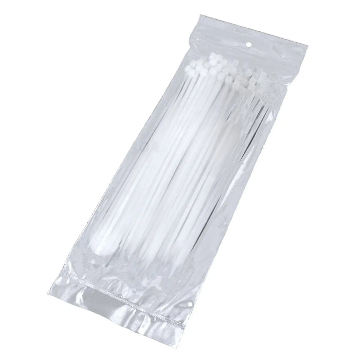 8" inch 40Lb Tensile Strength Zip Cable Ties Made From 66 Nylon White (100 Pack)