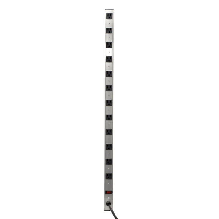 12 Outlet 15 Amps 36" Inch UL Listed Power Strip with Sturdy Aluminum Housing Straight Plug Black