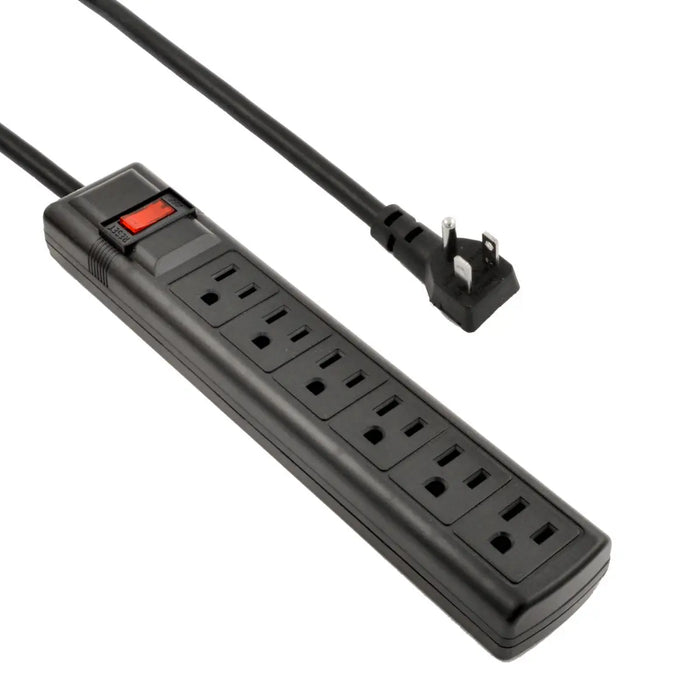 6 Outlet 2 Feet Cord 15 Amps UL Listed Power Strip with a Right Angle