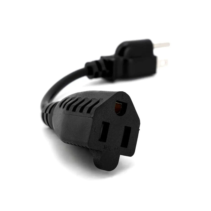 6-Inch Power Extension Cord 3 Prong Plug 16AWG 300V UL Listed - Black