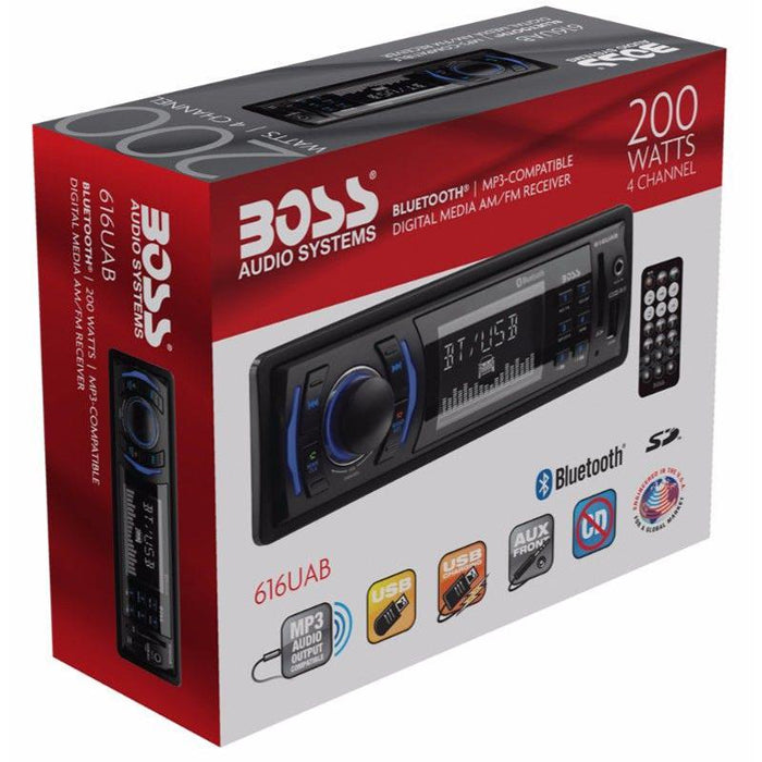 Boss Audio 616UAB Multimedia Car Stereo 1DIN Bluetooth LCD AM/FM Radio Receiver