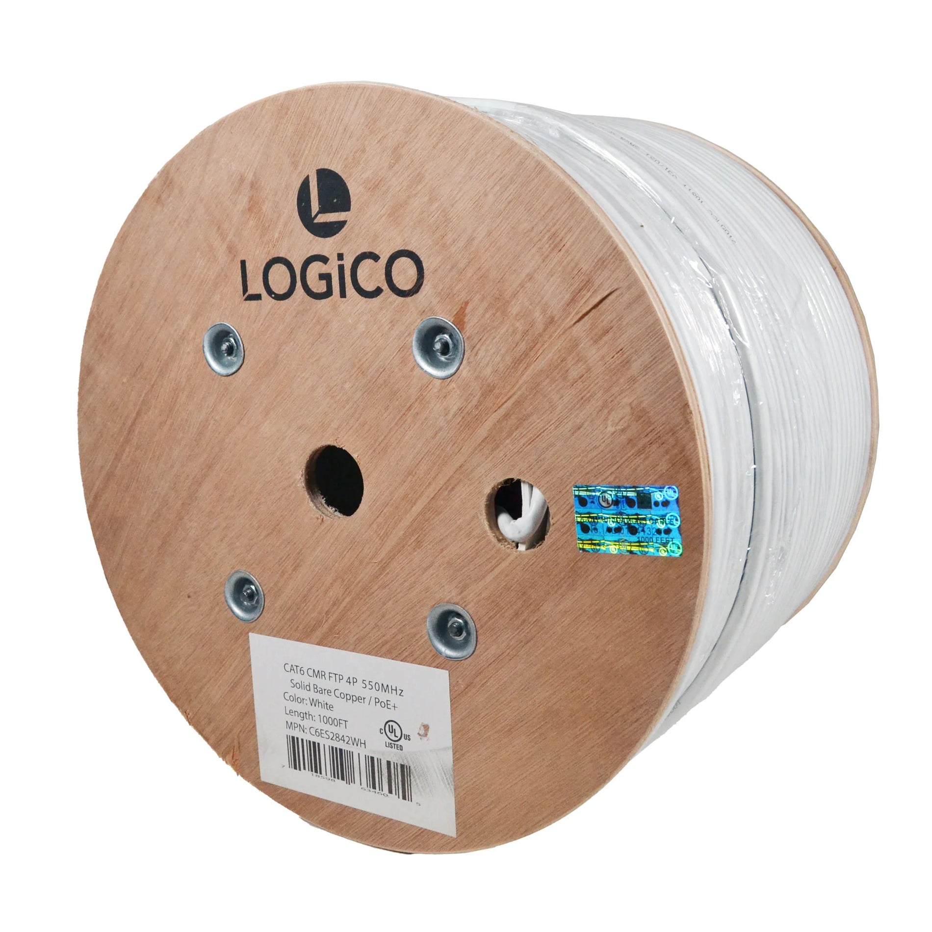 Logico 1000ft Cat6 FTP Shielded Riser CMR 550Mhz Pure Copper Bulk