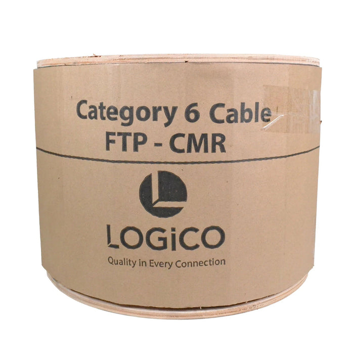Logico 1000ft Cat6 FTP Shielded Riser CMR 550Mhz Pure Copper Bulk Ethernet Cable White