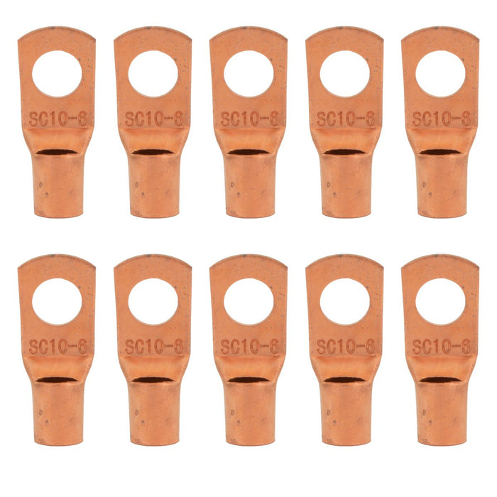 Non-Insulated Copper Ring Terminal 8 AWG 1/4" (Pack of 10)