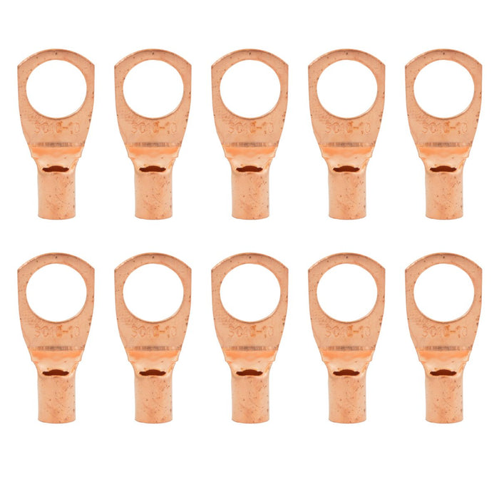 Non-Insulated Copper Ring Terminal 8 AWG 3/8" (Pack of 10)