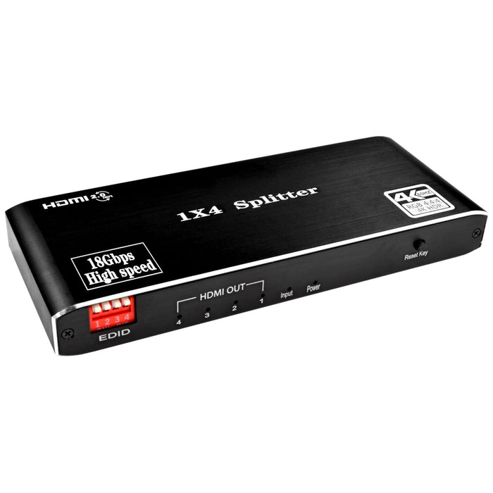 4K x 2K 1 in 4 Out HDMI Splitter Audio Video Distributor Box 60Hz Supports HDMI 2.0, 3D