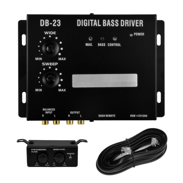 Bass Driver Digital Processor Amp with Car Dash Remote Control Knob DB-23