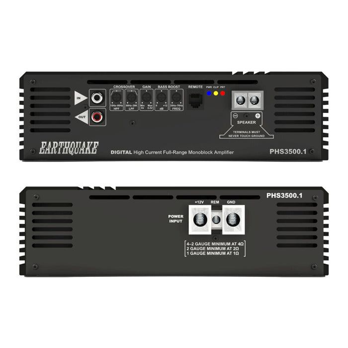 Earthquake Sound PHS3500.1 Full Range Monoblock 3500W Class-D Car Audio Amplifier