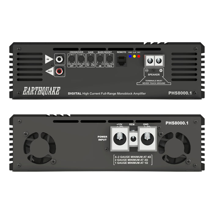 Earthquake Sound PHS8000.1 Class-D Full Range Monoblock 8000W Car Audio Amplifier