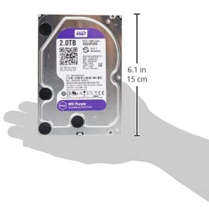 WD WD20PURX Purple 2TB Surveillance 3.5" Hard Disk Drive Class SATA SATA 6 Gb/s